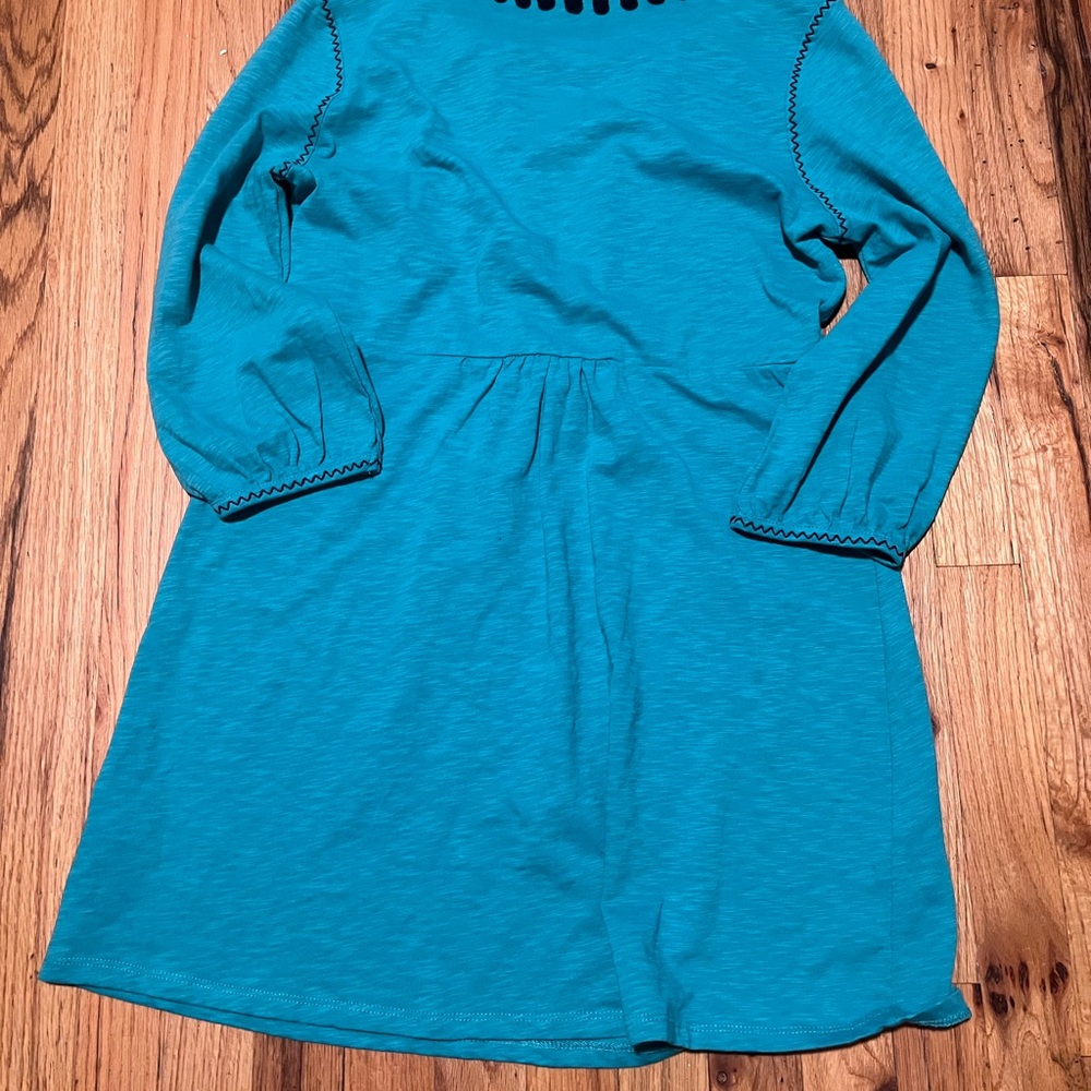 Boden Teal Cotton Pom Trim Dress – Size 8R - Picture 4 of 8
